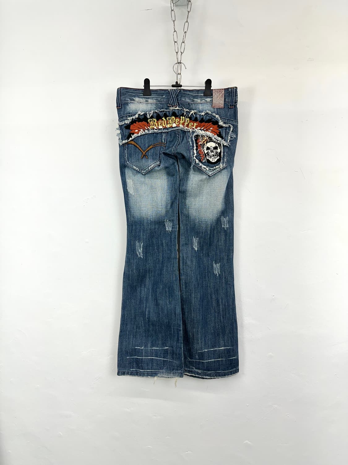 Red Pepper Skull Embroidered Bootcut Den 상품이미지5