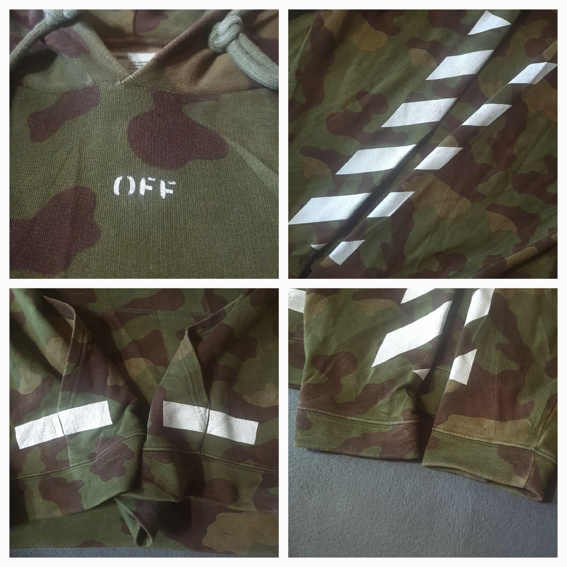 오프화이트 오버사이즈 카모 후드티 L 상품이미지8