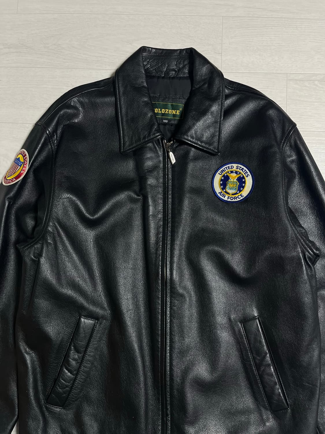 USA Airforce 패치 리얼레더 자켓 상품이미지2