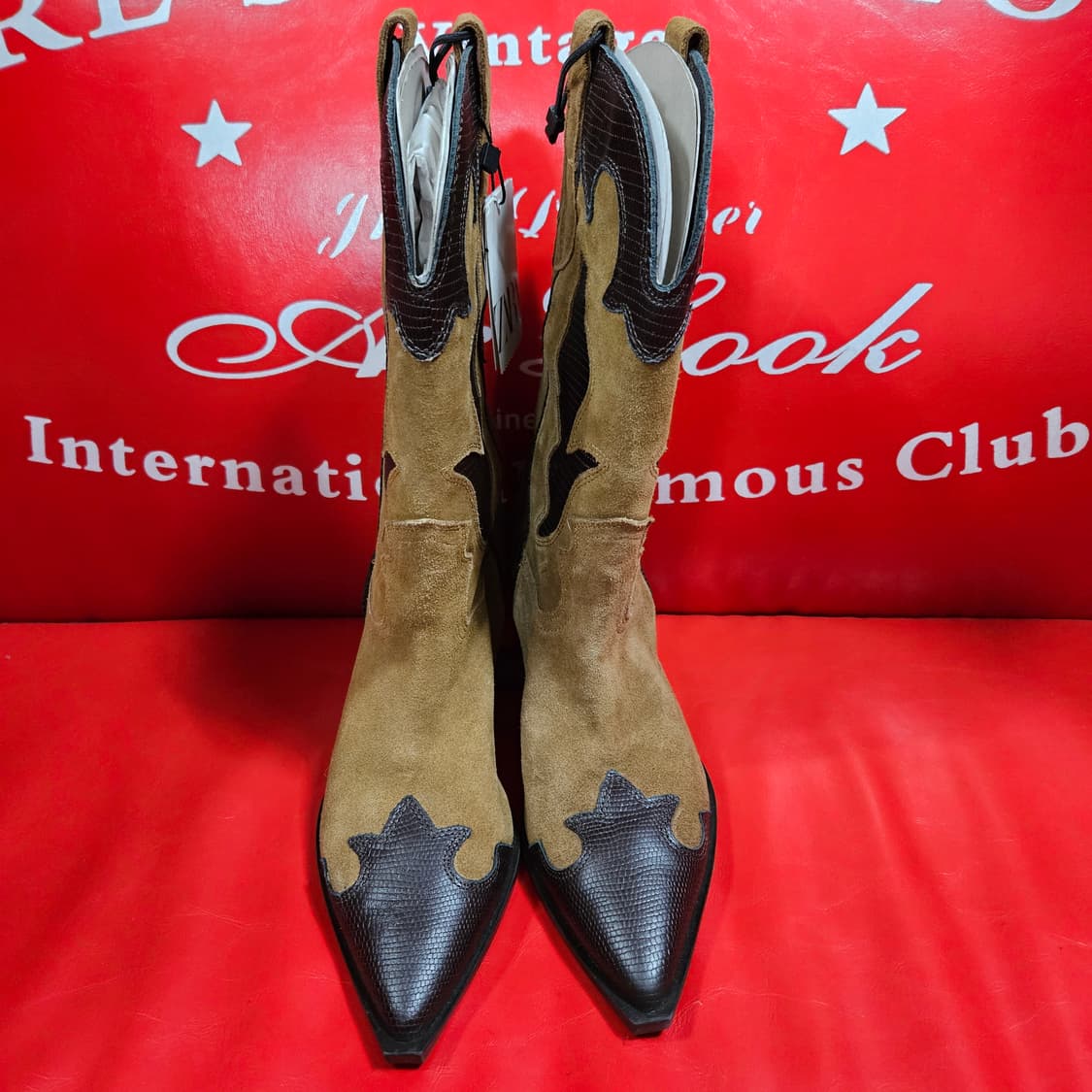 (새상품) 자라(ZARA) 웨스턴 가죽 스웨이드 미들 부츠 39 상품이미지5