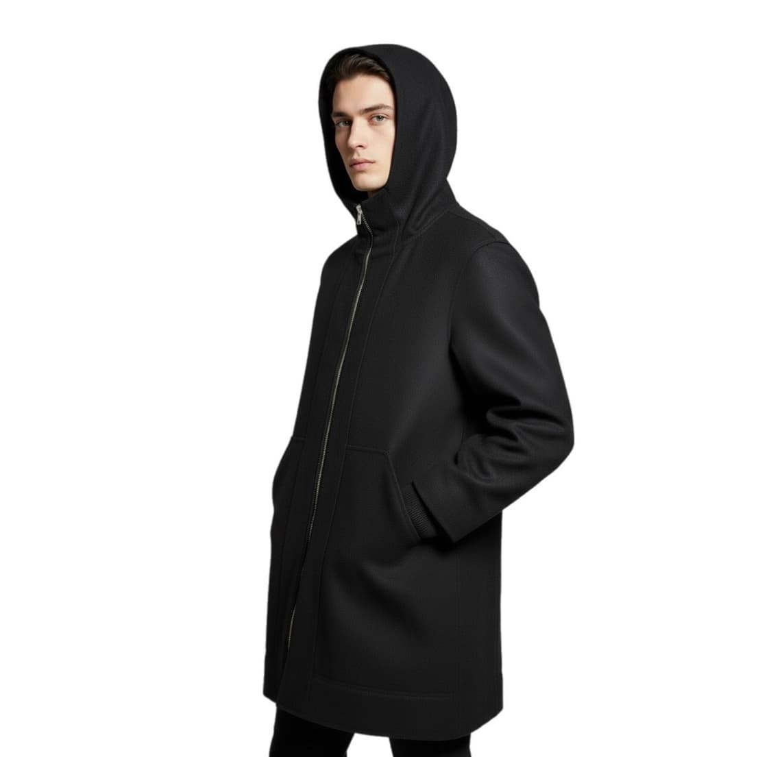 Kris Van Assche 후드 니트소매 레이어드 더블 코트 상품이미지2