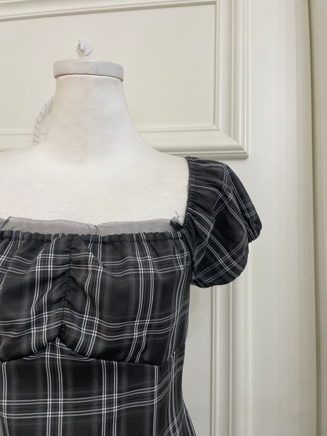 charcoal check shirring point lovely opc 상품이미지6