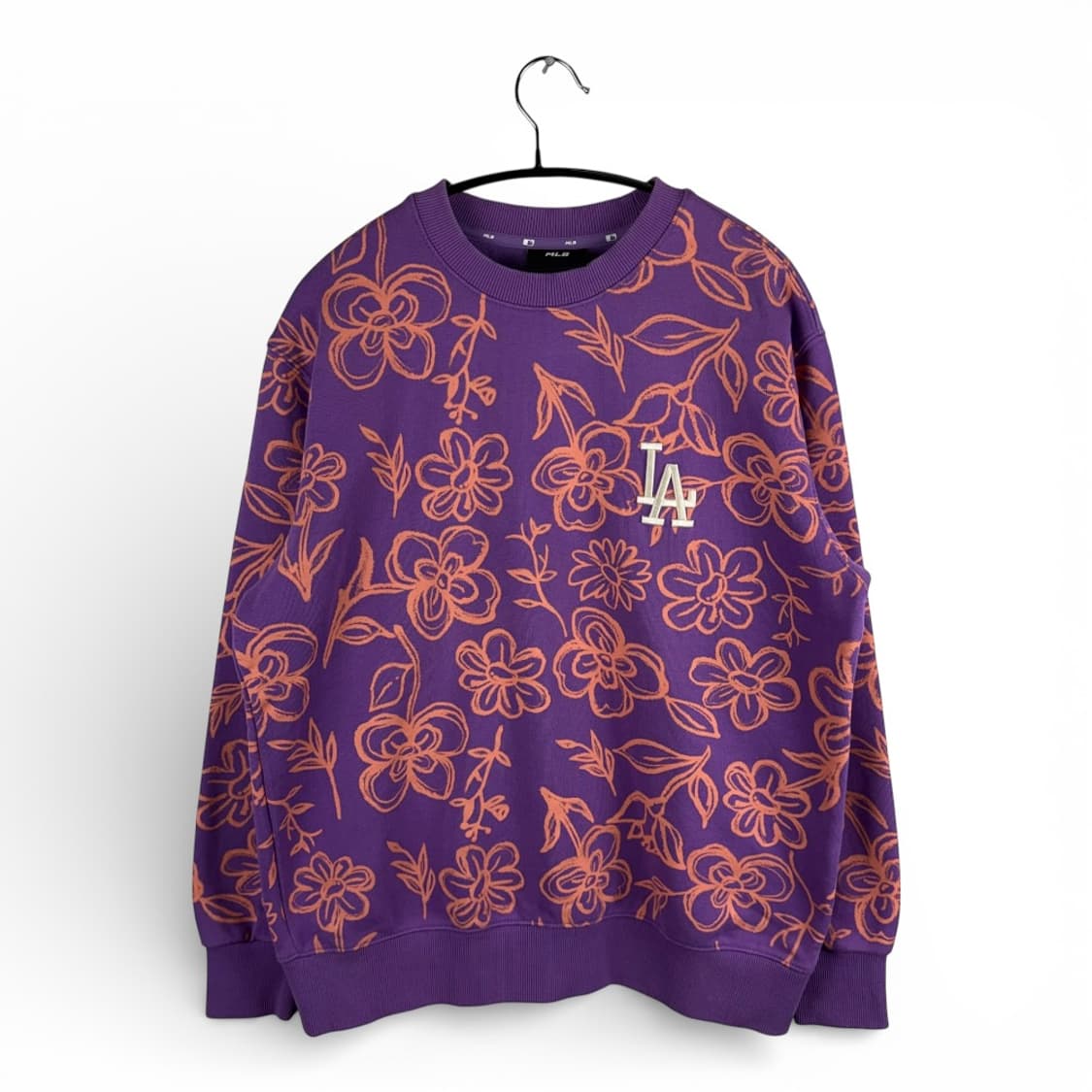 XS) MLB LA다저스 플라워 프린팅 맨투맨 퍼플 상품이미지1