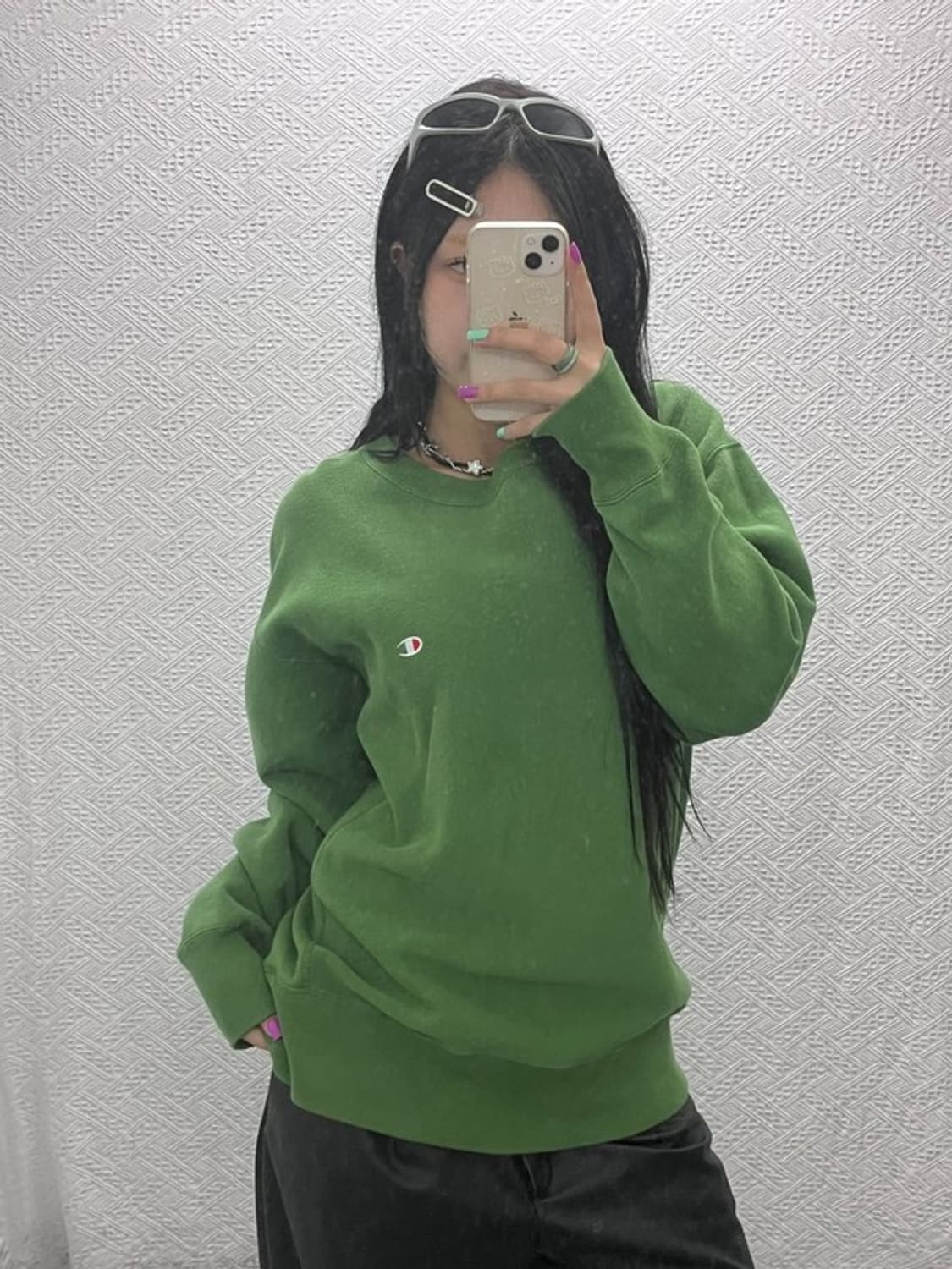 챔피온 리버스위브 말차 기모 맨투맨 스웻셔츠  L C06840 상품이미지2