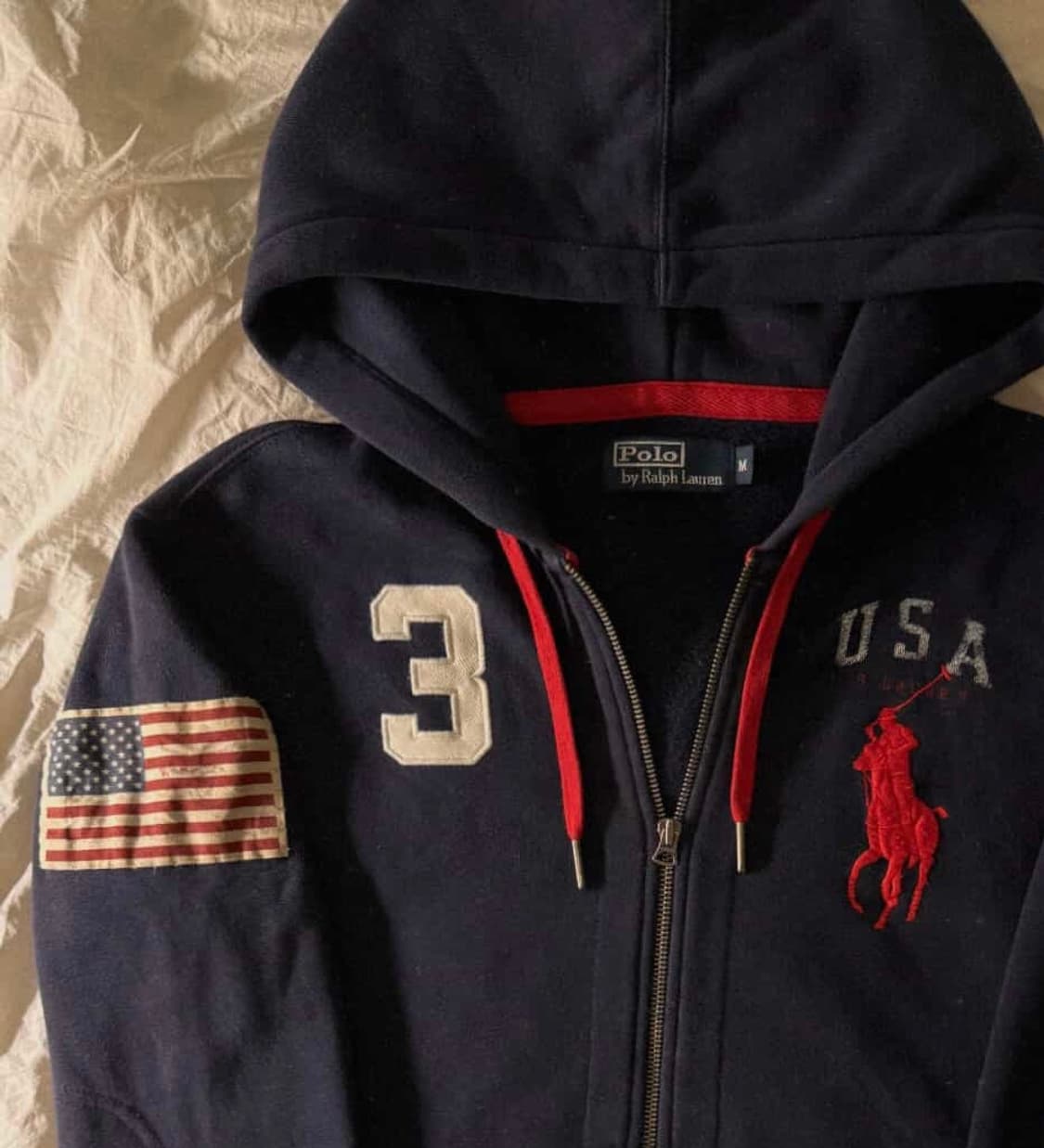폴로 빅포니 성조기 후드집업 네이비 상품이미지1