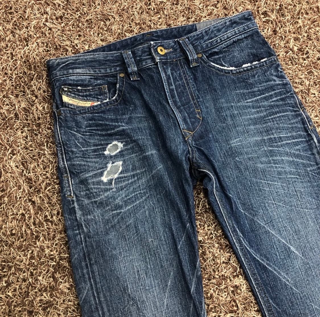 디젤 Thavar 워싱 디스트로이드 슬림 스키니진 데님 팬츠 상품이미지3