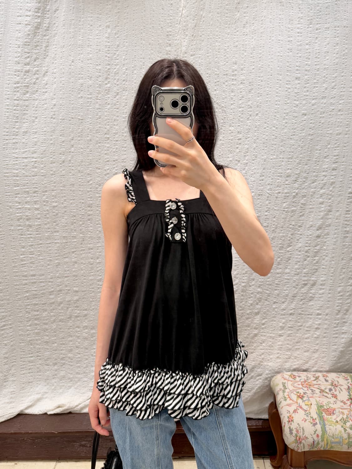 Black&white frill sleeveless 상품이미지5