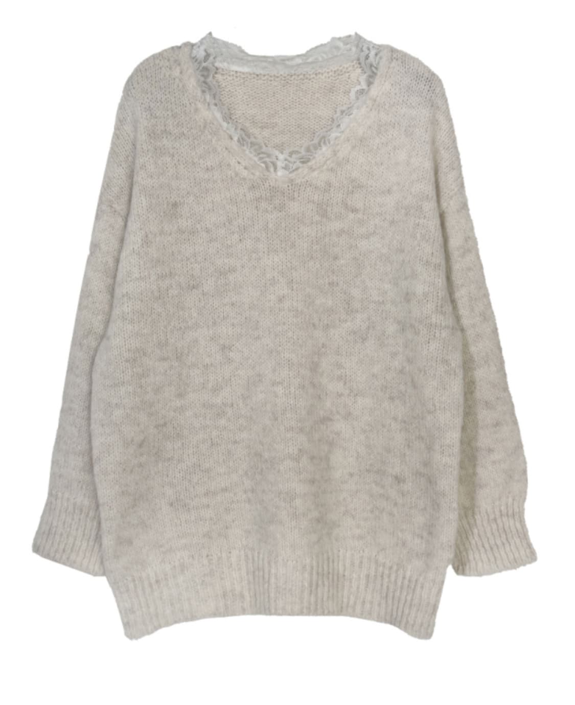 김아홉 |  브이넥 레이스 니트 상품이미지4