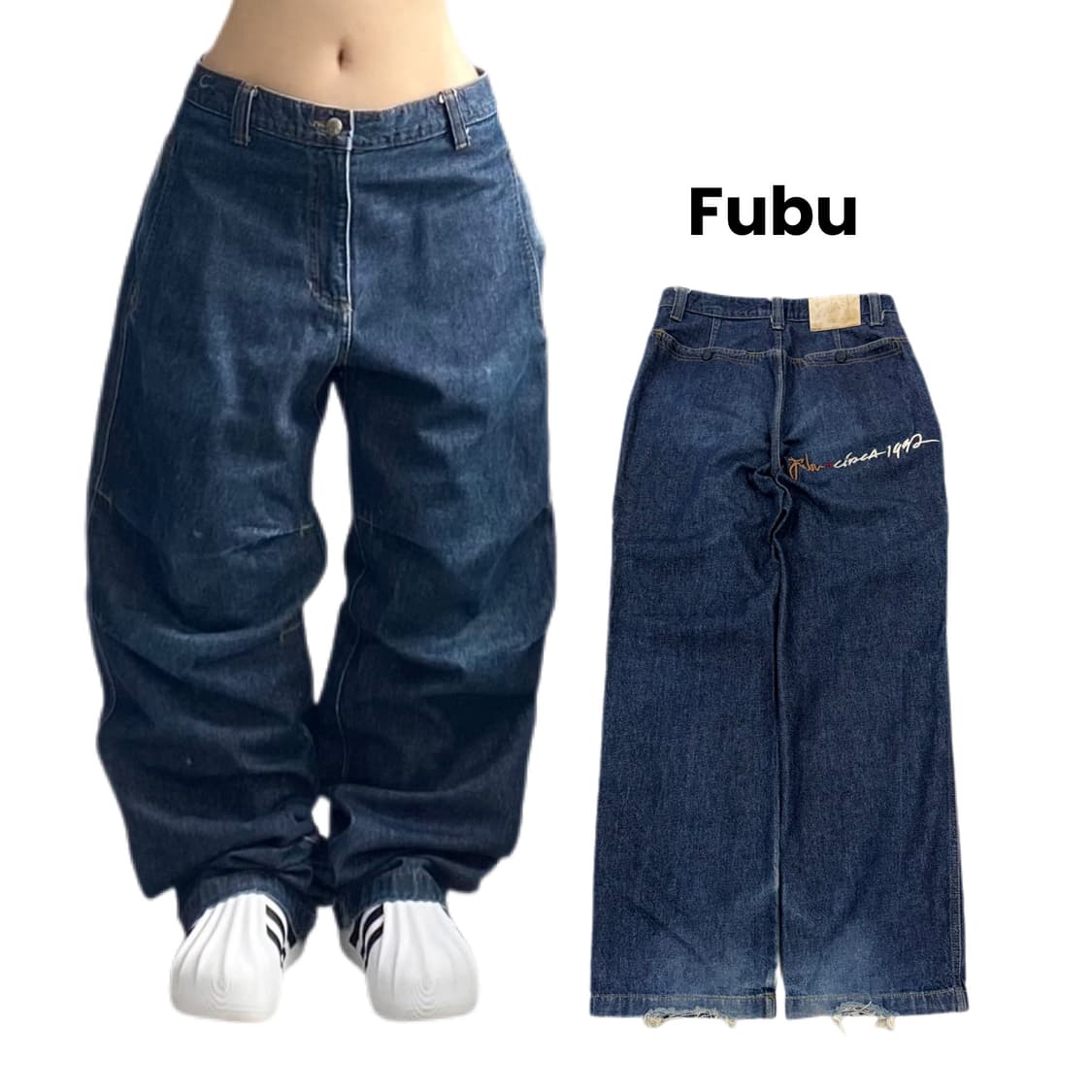 FUBU 후부 올드스쿨 힙합 와이드 데님팬츠 상품이미지1
