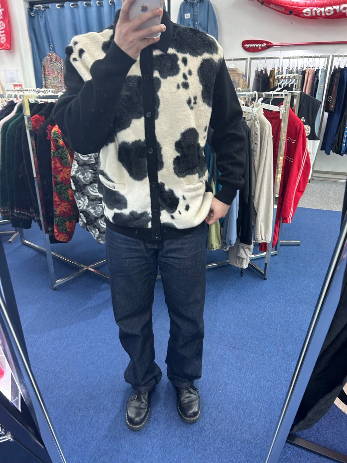 [Supreme] 21 FW 카우 프린트 가디건 블랙 L 상품이미지4