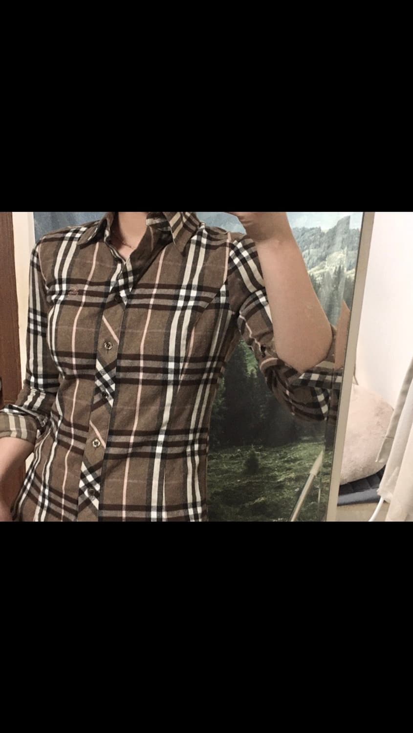 빈티지 버버리 블루라벨 브라운 핑크 슬림핏 셔츠 상품이미지3