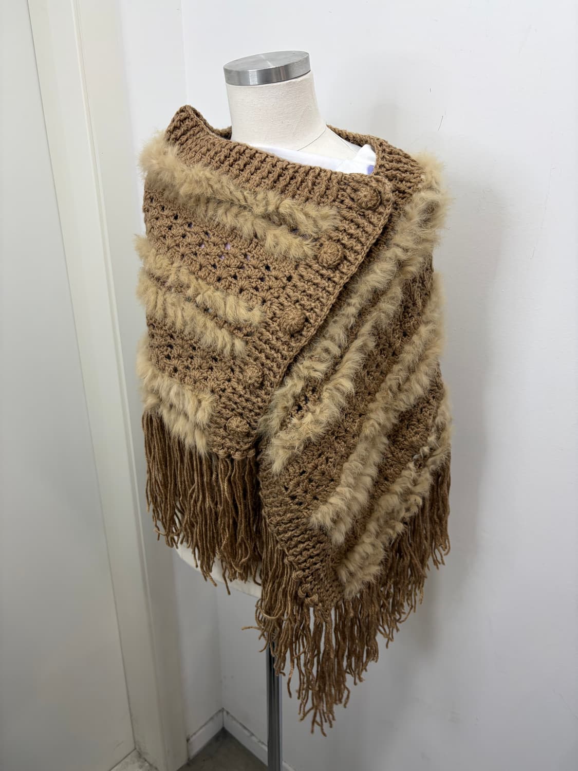 일본 빈티지 베이지 퍼 숄 상품이미지2