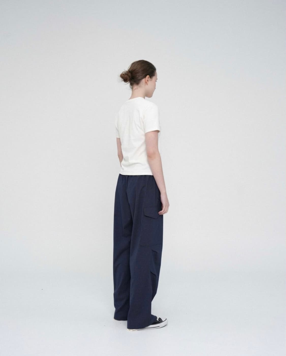 (W) PETER LAYERED STRIPE SLACKS - NAVY 상품이미지3