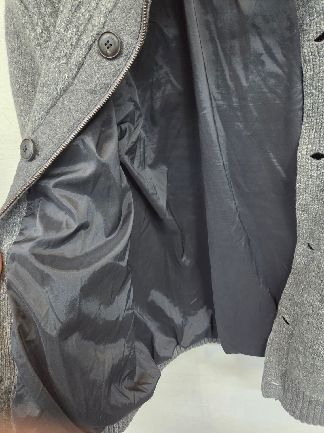 헤지스 탈착 토끼 퍼 울 방풍 니트 집업 가디건 m L 상품이미지5