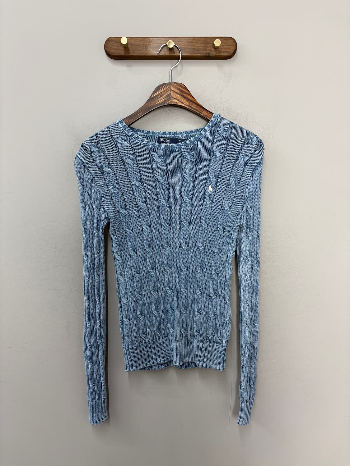 폴로랄프로렌 화이트포니로고 신형라이트블루 케이블 니트 스웨터 A3803 상품이미지2