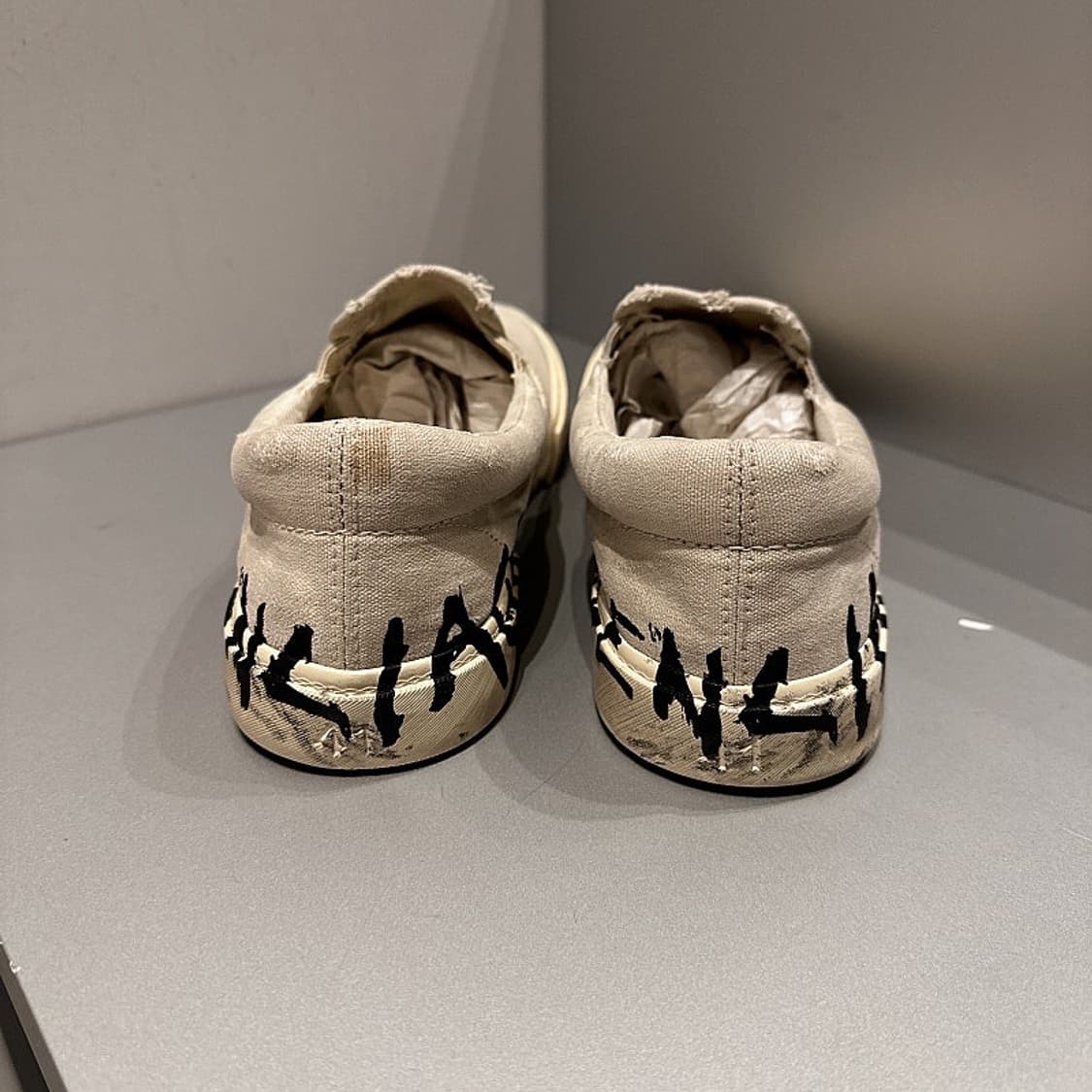 (정품/새상품) 발렌시아가 남성 화이트 블랙 PARIS 그래피티 슬립온 상품이미지6