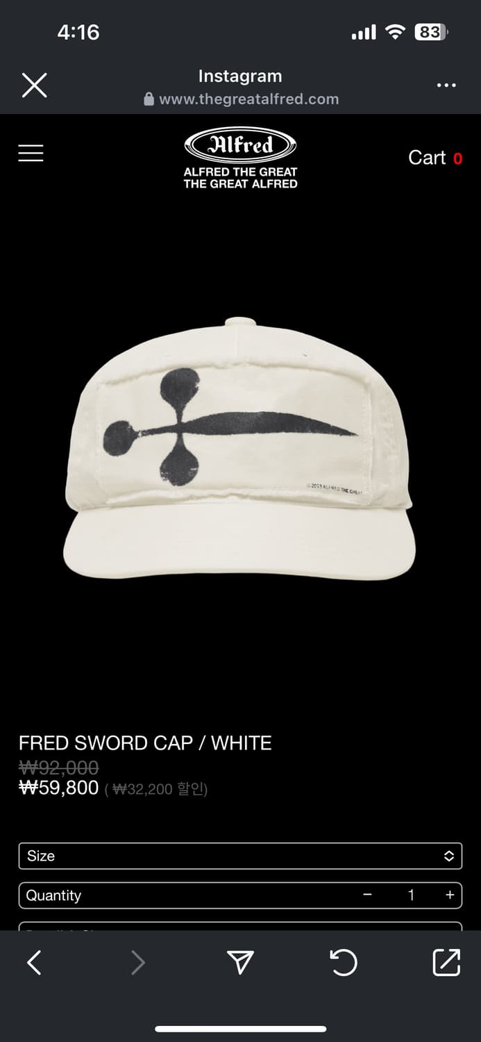 알프레드 소드 캡 구합니다 FRED SWORD CAP 상품이미지1