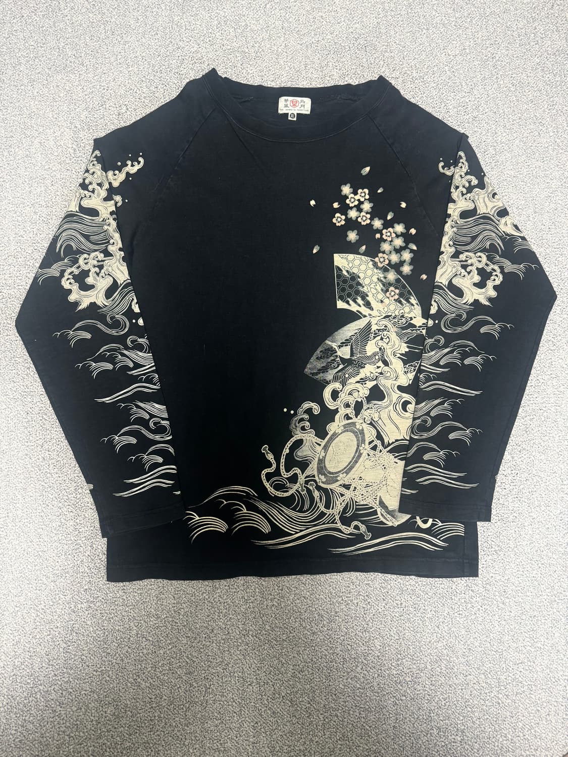 •Japanese 오리엔탈 コイ(잉어) 海(파도) 그래픽 자수 롱슬리브  상품이미지1