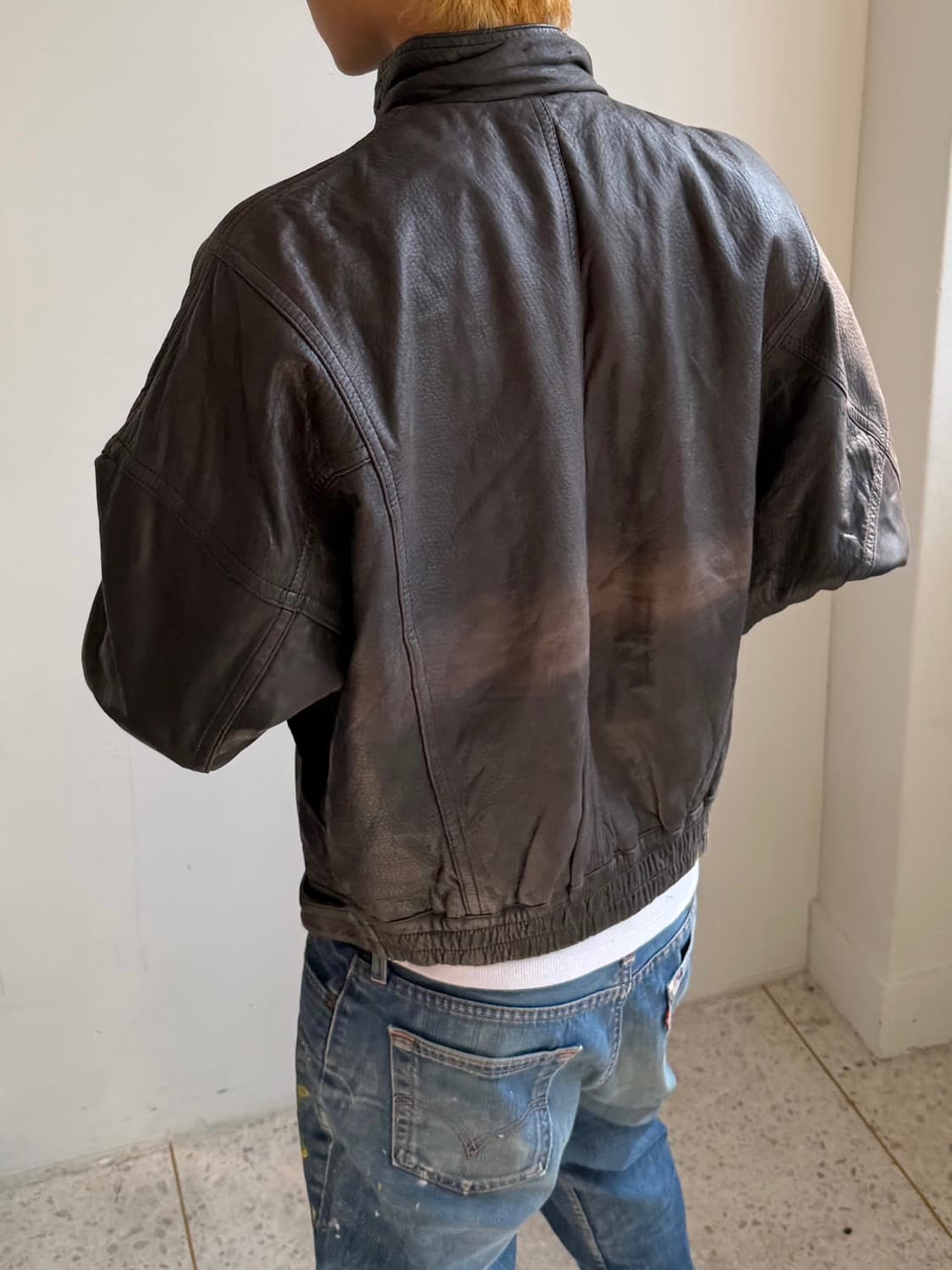 리얼레더 양가죽 하이넥 자켓 상품이미지6