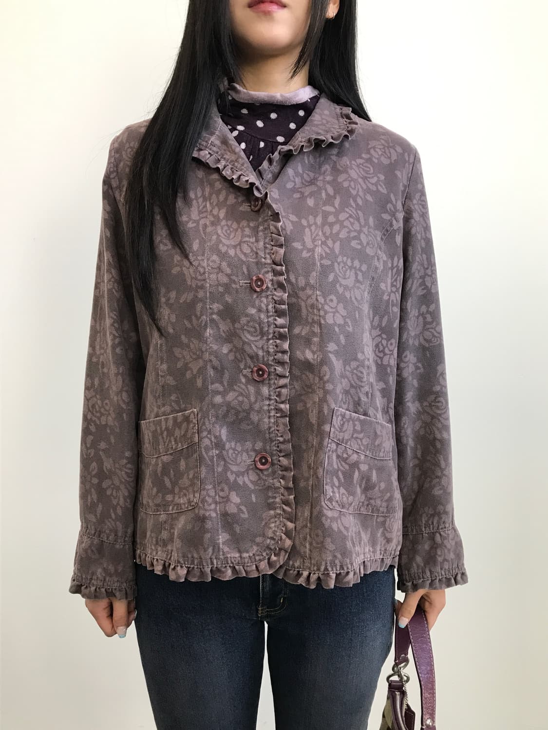 Jpn Floral Ruffle Button-Down Jacke 상품이미지2