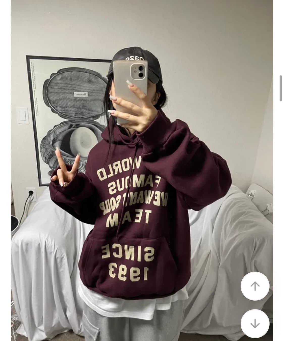 에이블리 남여공용 레터링 배색 기모 후드티 (새상품) 상품이미지2