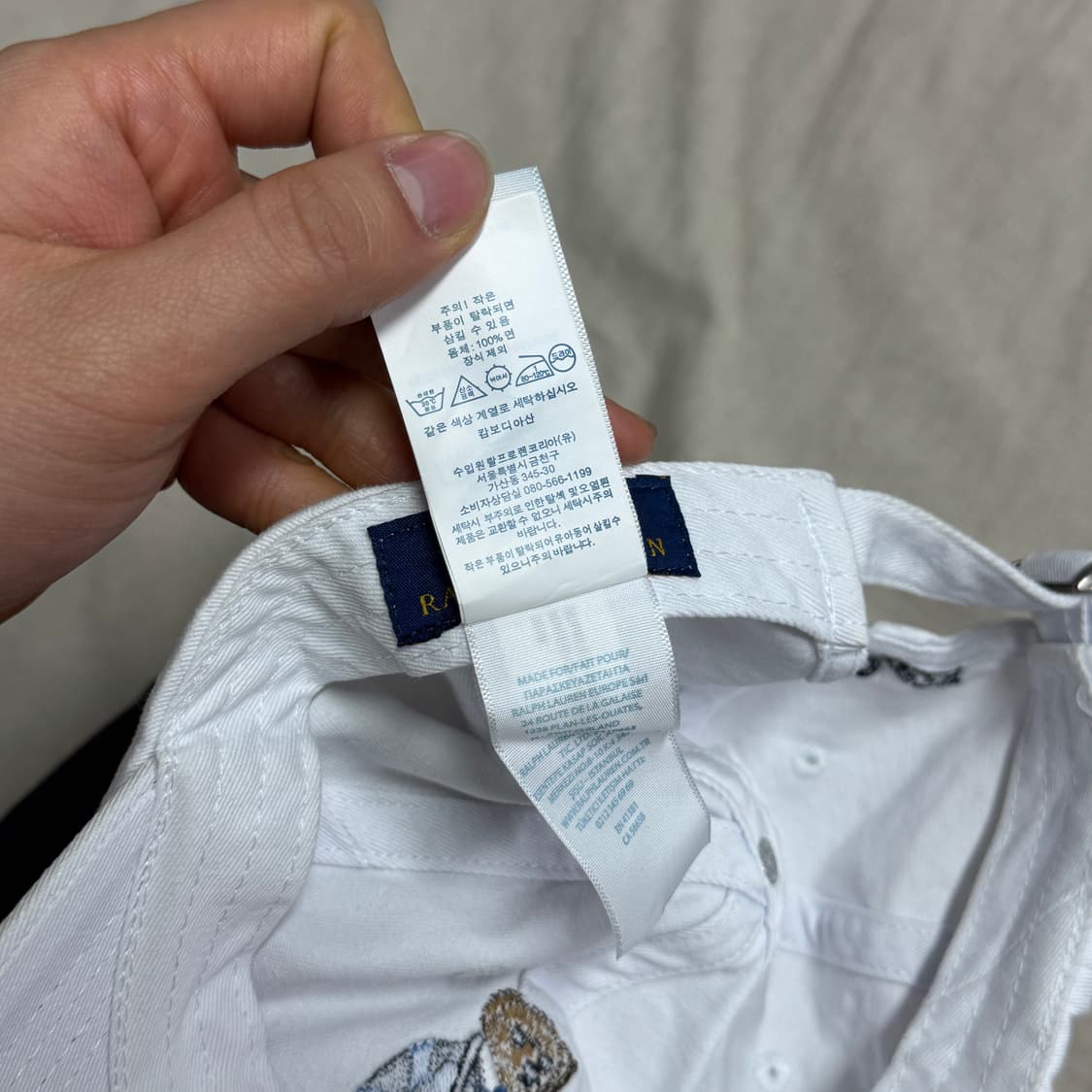 폴로랄프로렌 베어 자수 화이트 볼캡 os 상품이미지6