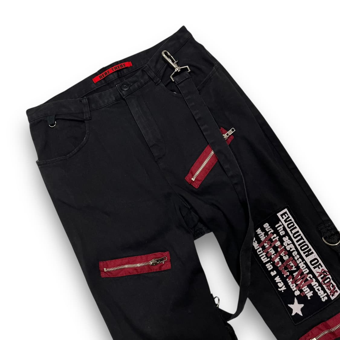 펑크 Here There 매니악 본디지 다중 레드 지퍼 반바지 상품이미지5