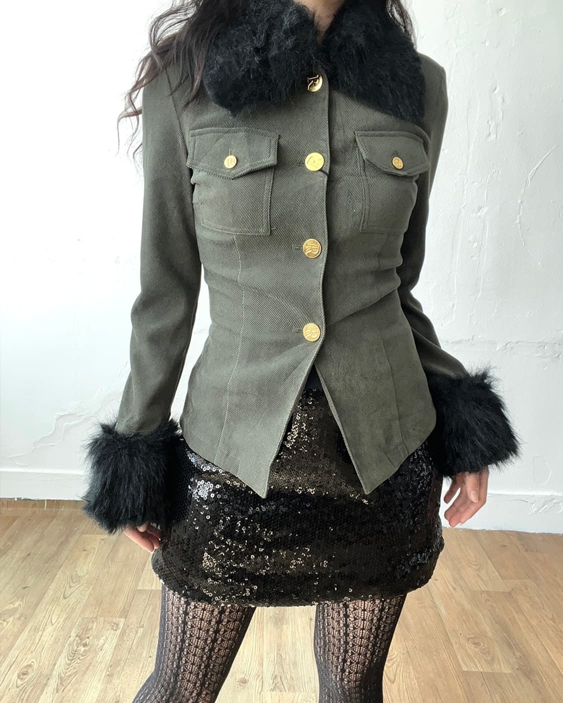 fur point khaki top 상품이미지2