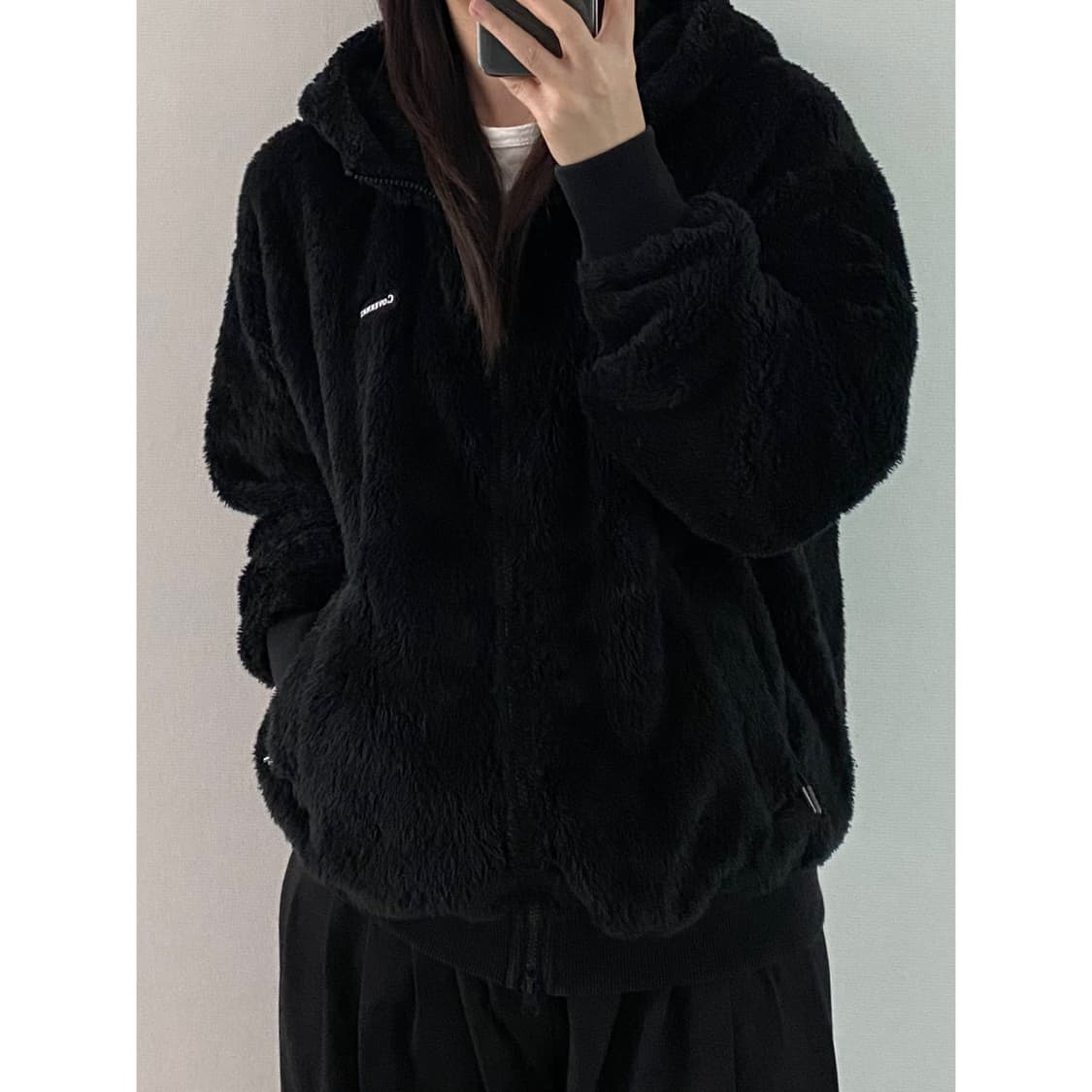 커버낫 보아털 후드집업 후리스 상품이미지2