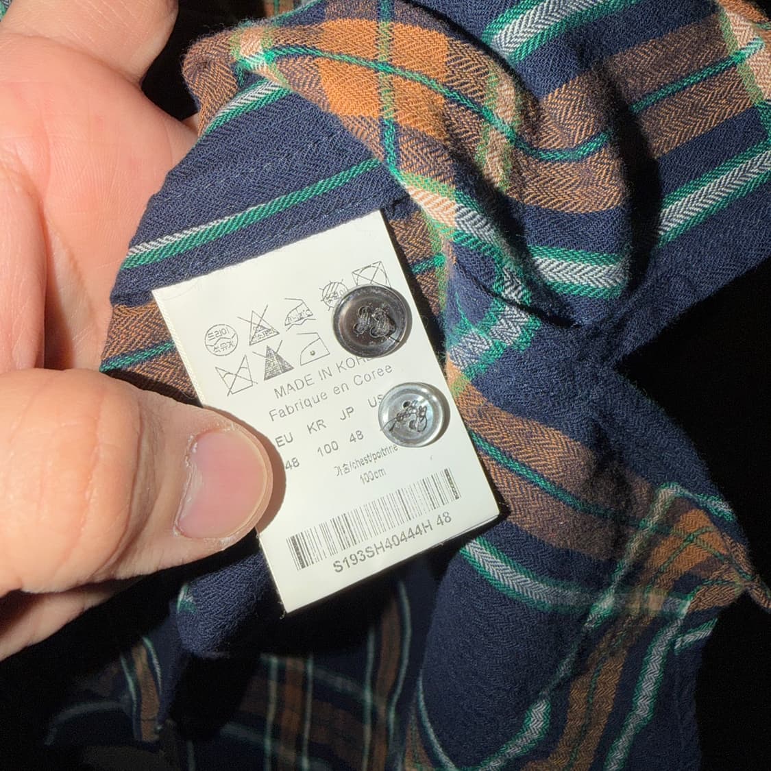 솔리드옴므 우영미 투버튼 체크 셔츠 48 (100-슬림 105) 상품이미지6