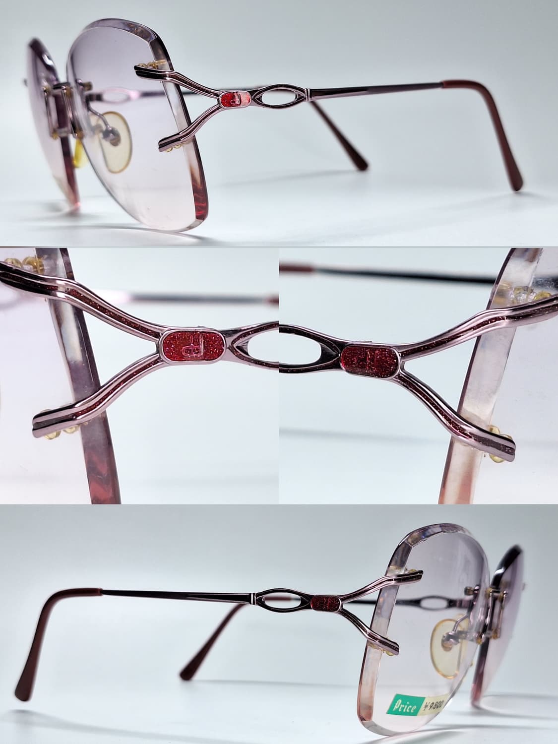 00s 일본제 빈티지 데드스톡 미사용/핑크톤 무테 선글라스 겸 안경테 상품이미지4