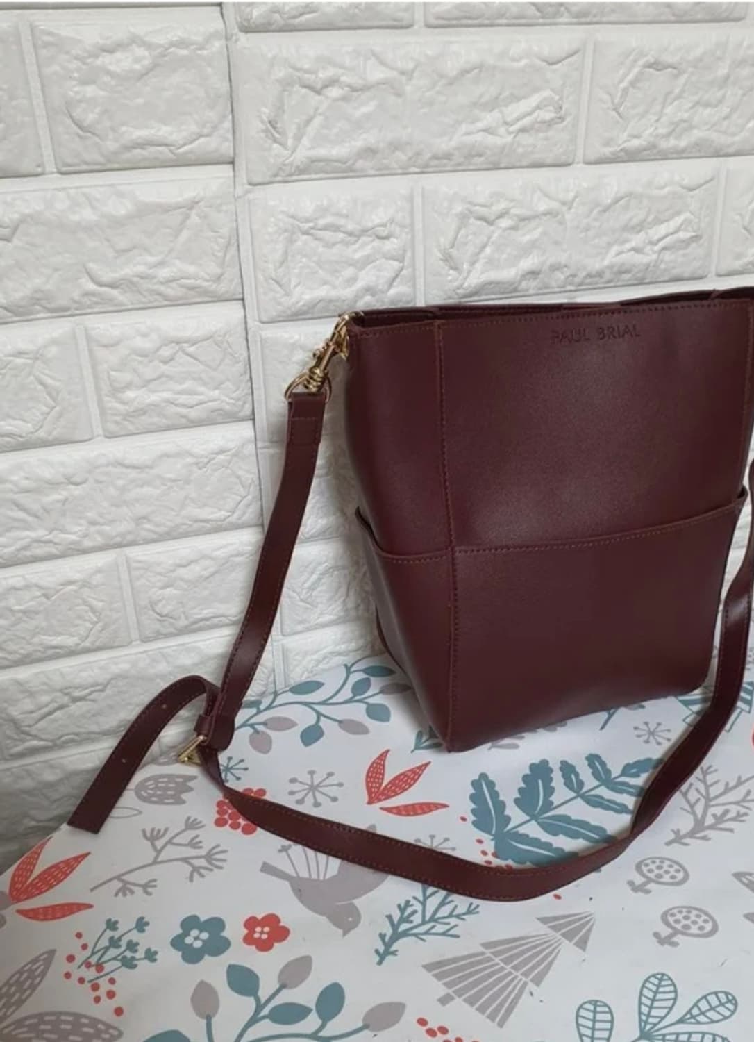 (새것) PAUL BRIAL 버건디 숄더 크로스 버킷백 가방 상품이미지3