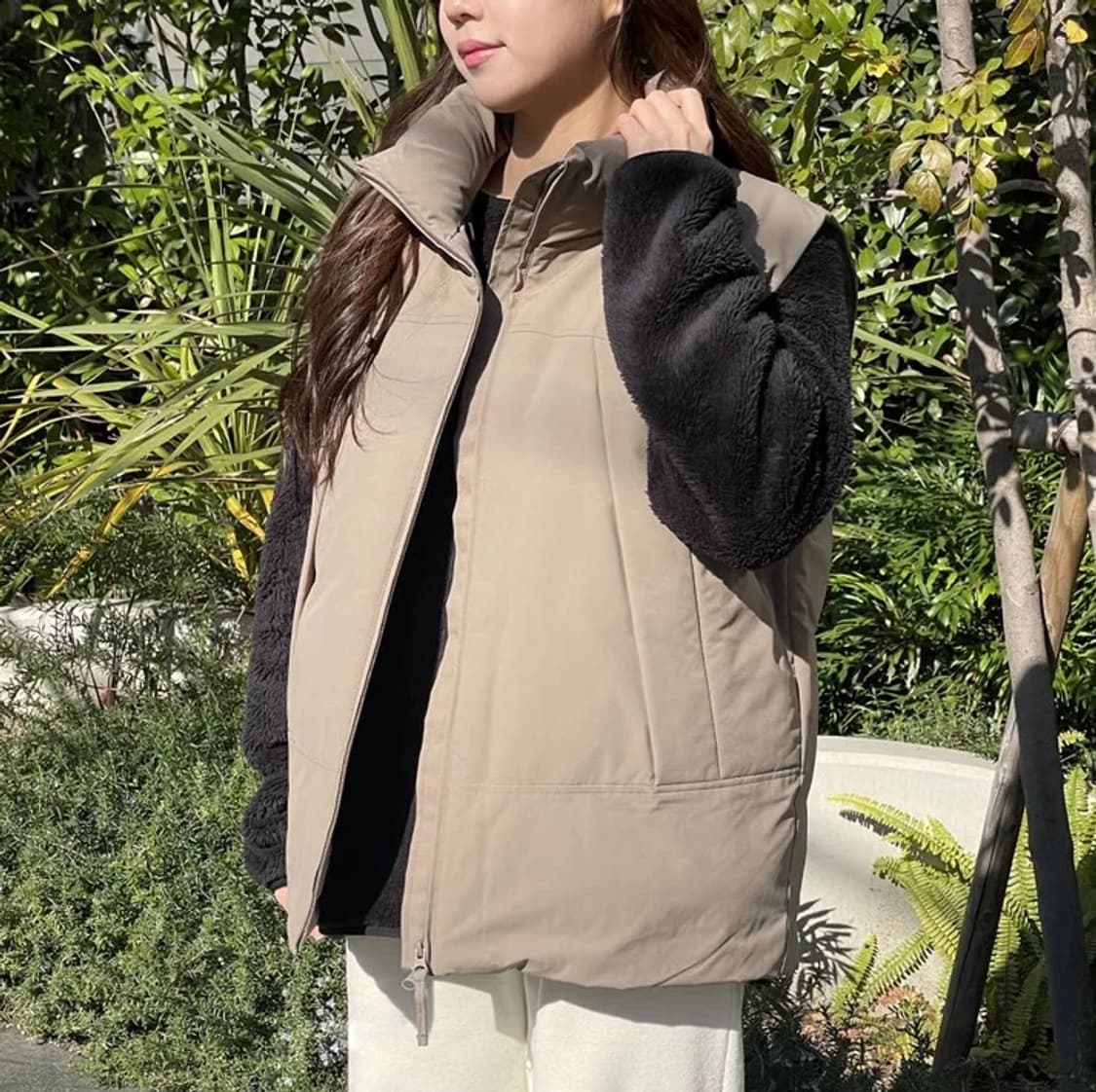 GU 히트 패딩 베스트 카키 XL 상품이미지4