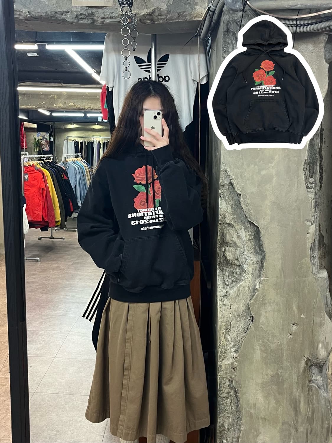 디스이즈네버뎃 기모 장미 스웻 후드티 블랙 M #csz2268 상품이미지1