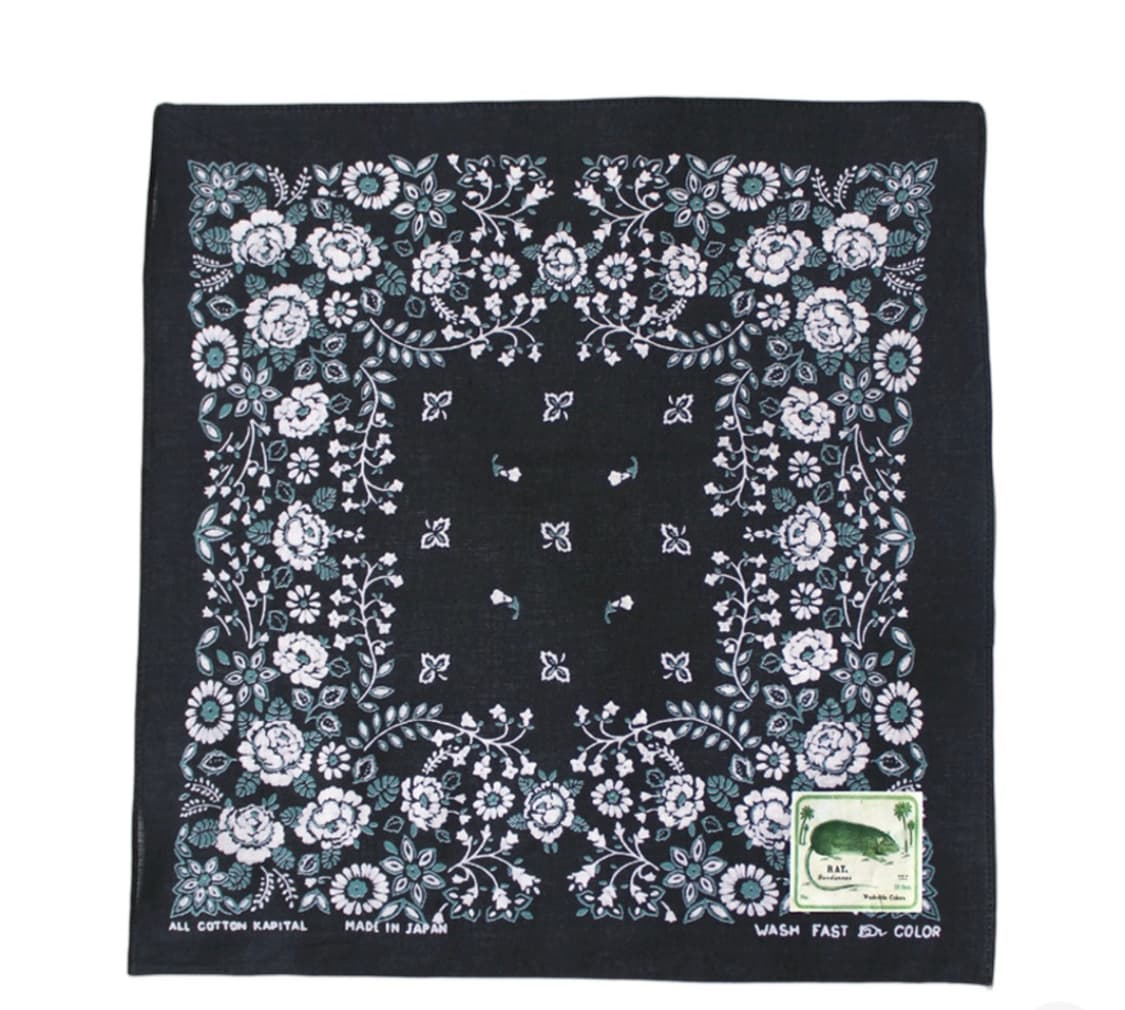 캐피탈 패스트컬러 셀비지 반다나 처칠 가든 15 x 15 블랙 스카프 상품이미지1