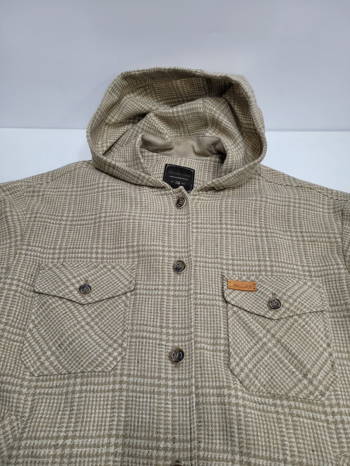 써스데이아일랜드 오버핏 셔츠형 울 후드 아우터 / 여 S (85-160) 상품이미지3