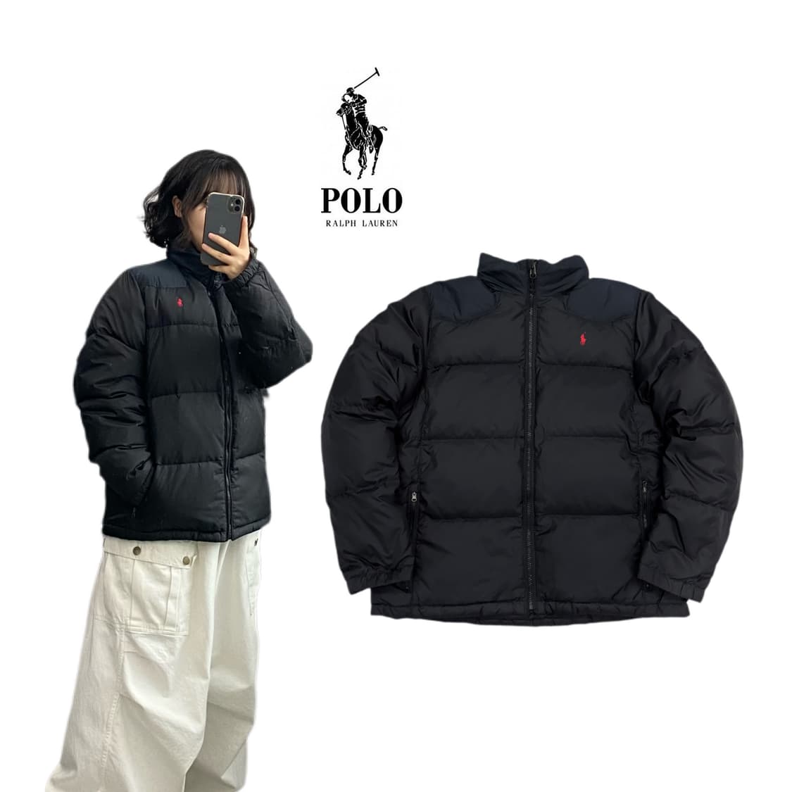 폴로 포니 덕다운 푸퍼 패딩 블랙 상품이미지1