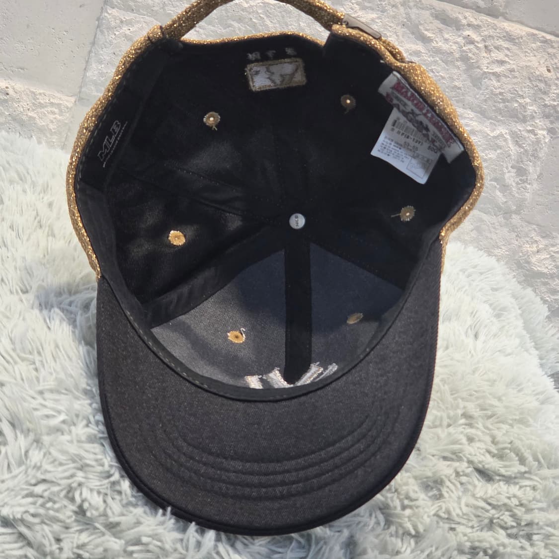 L7-8:MLB 뉴욕양키스 골드글리터 캡주니어(53-55cm)-머리작은분 상품이미지6