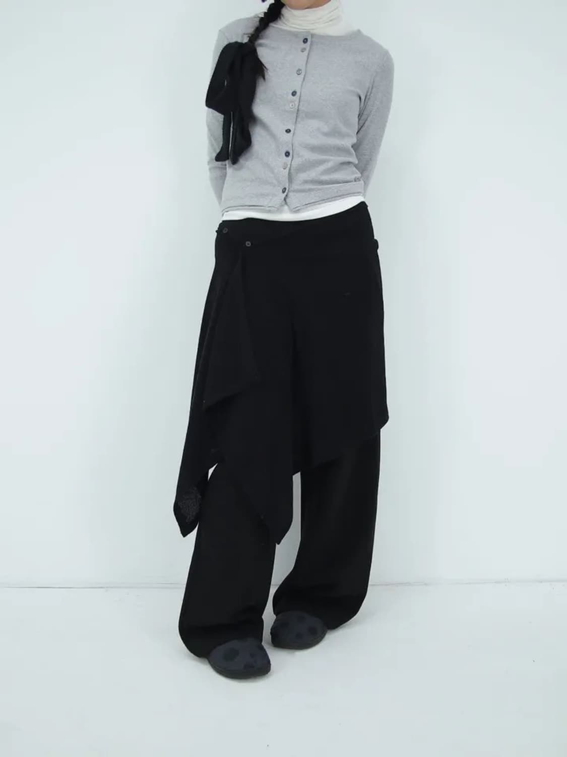 랩 스커트 레이어드 치마 블랙 에이블리 상품이미지2