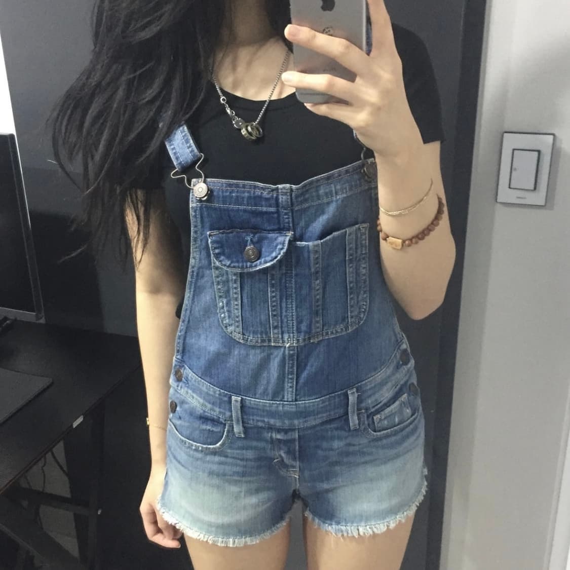 Abercrombie 아베크롬비 오버롤 데님 멜빵 숏팬츠 상품이미지1