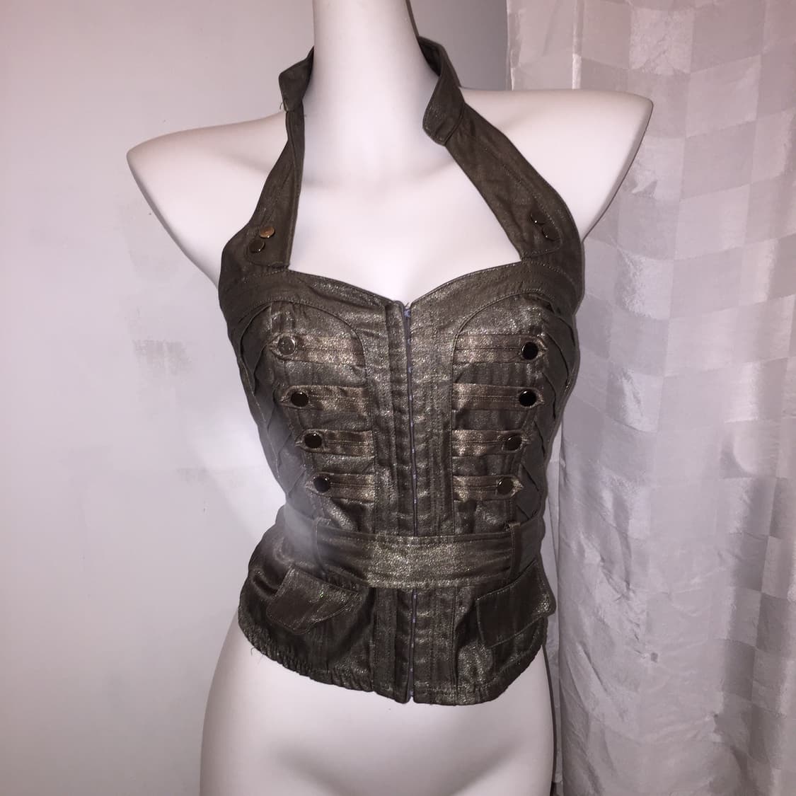 Vintage 코르셋 글리터 홀터 슬리브리스 vest 상품이미지2