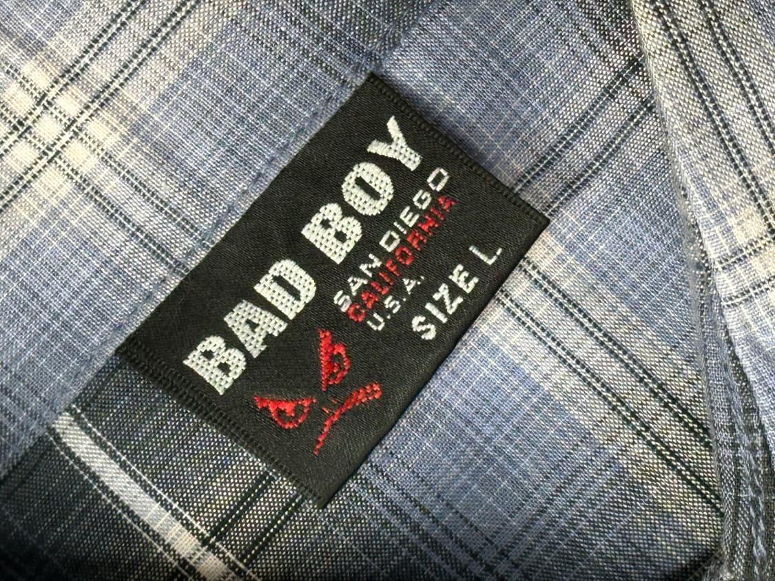 BAD BOY 금박 레터링 체크 셔츠 스트릿 펑크 보헤미안 일본 빈티지 상품이미지5