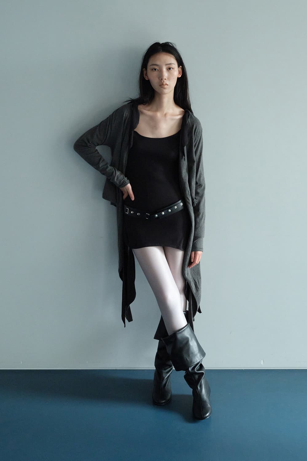 CERRIC 드롭 랩 가디건 차콜 상품이미지5