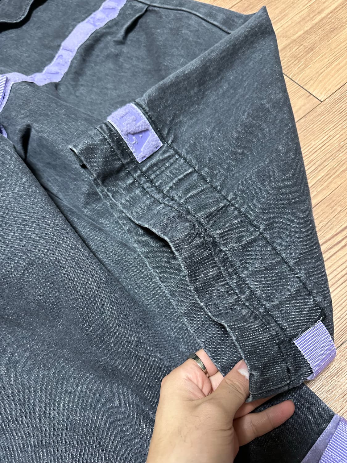 카피탈 14oz 데님 누벨 셔틀 팬츠 블랙 퍼플 상품이미지4