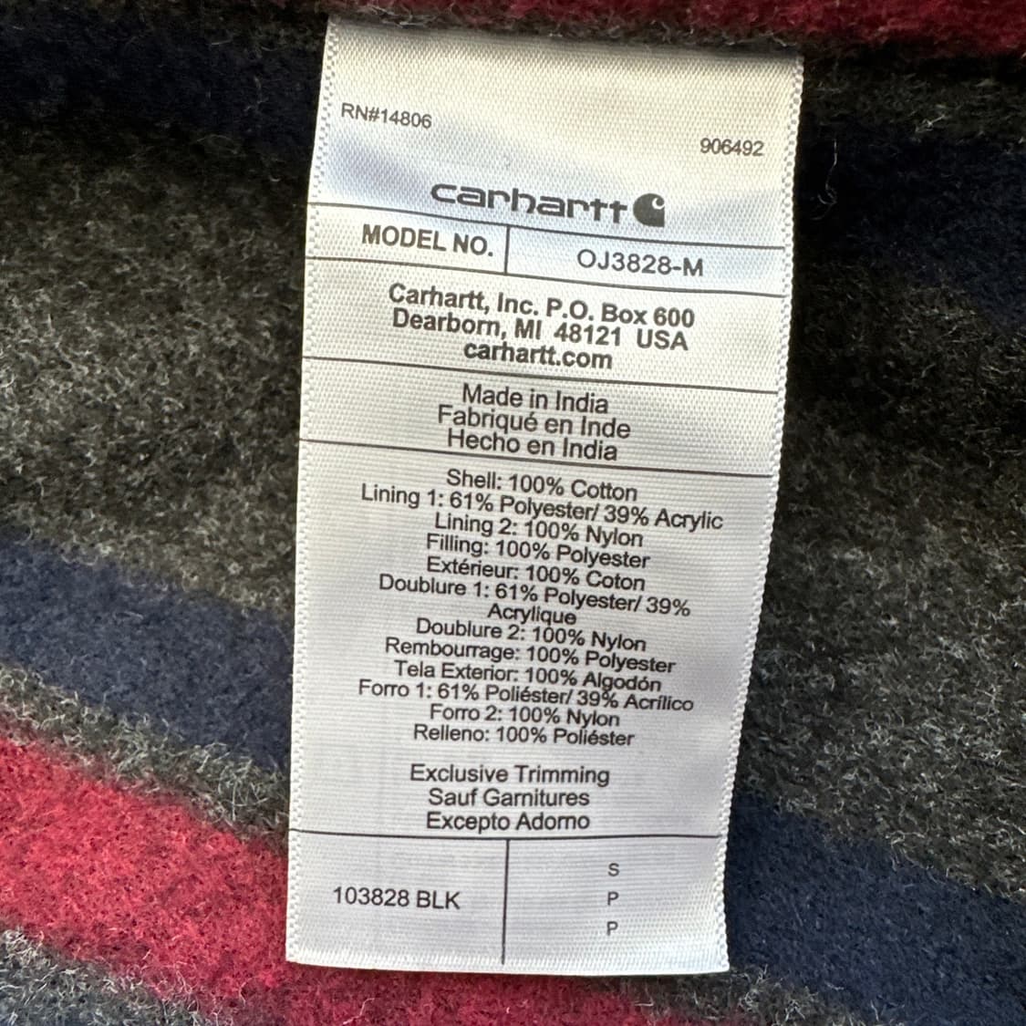 칼하트 103828 BLK 디트로이트 자켓 S 상품이미지7