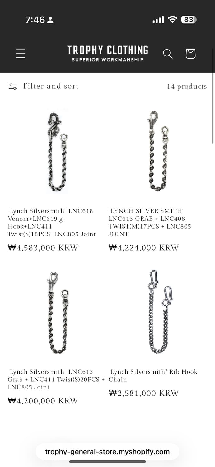 [FREE] LYNCHSILVERSMITH 린치실버스미스 월렛체인 925 상품이미지9