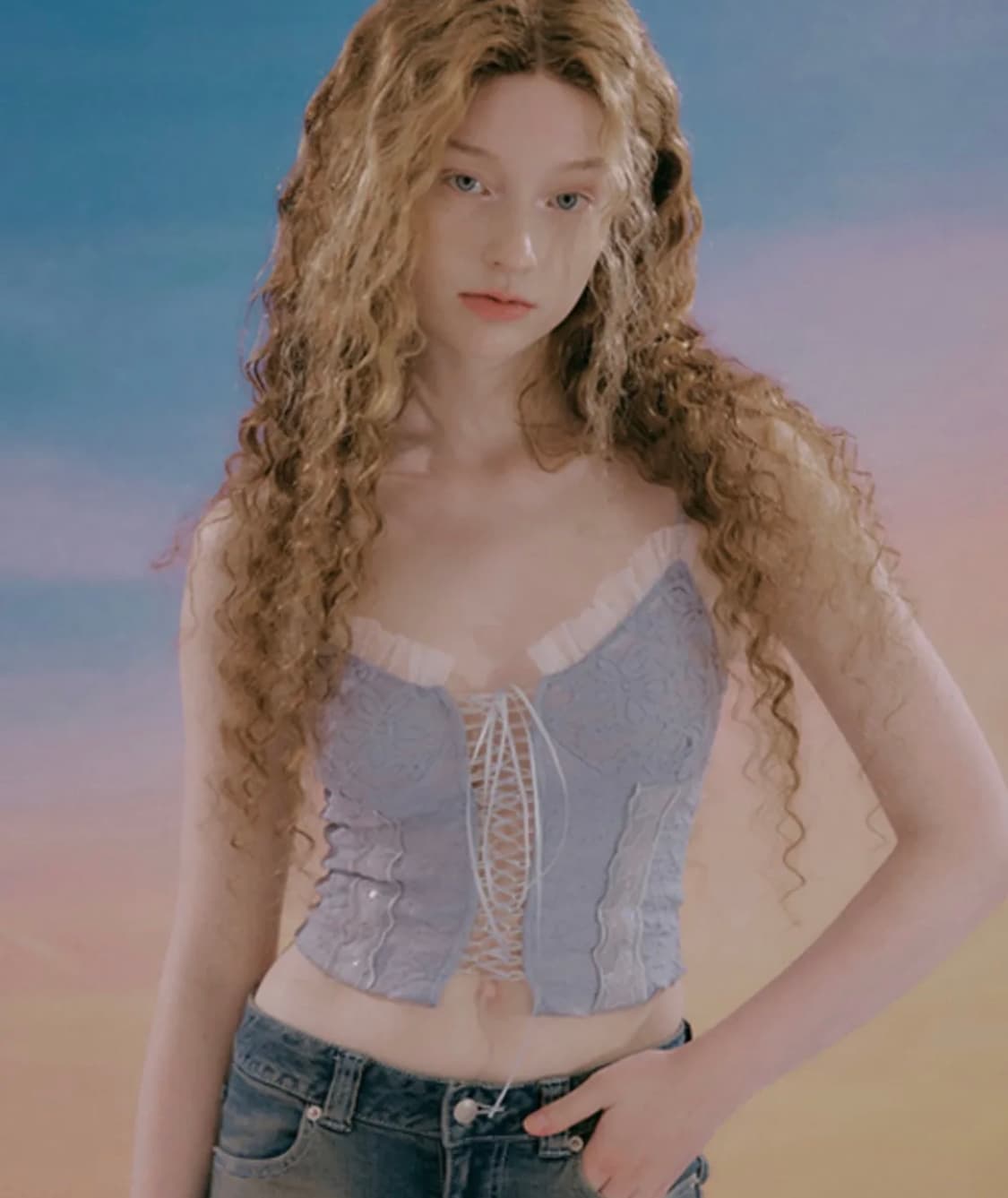 익스파이어드걸 아리엘 탑 더스티블루 상품이미지2