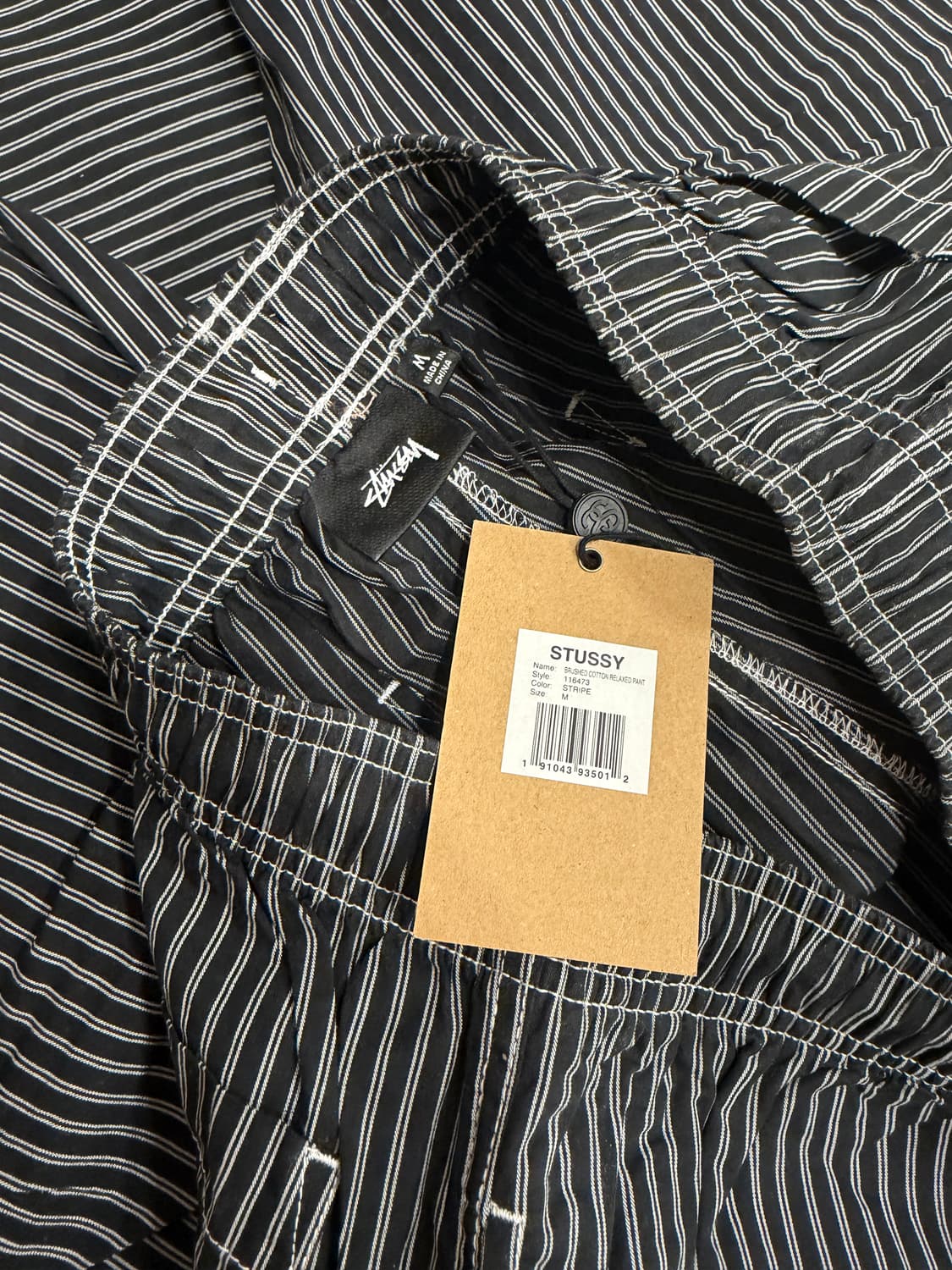 STUSSY 스투시 스트라이프 팬츠 블랙 (새상품) 상품이미지3