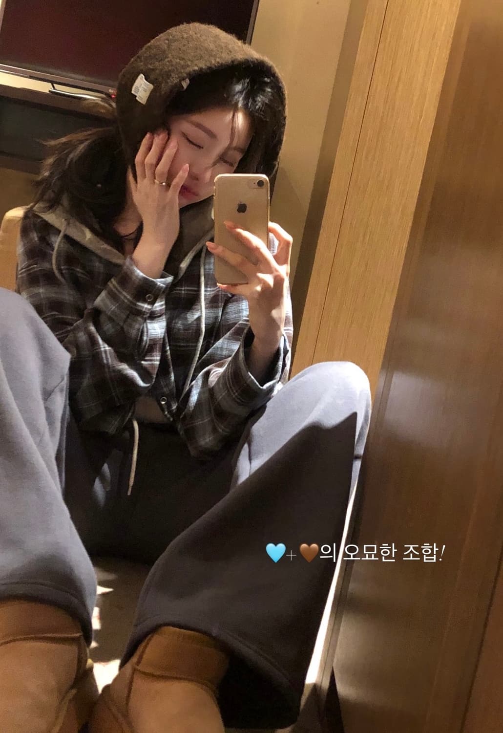 비비보우 프릴 체크후드 상품이미지2