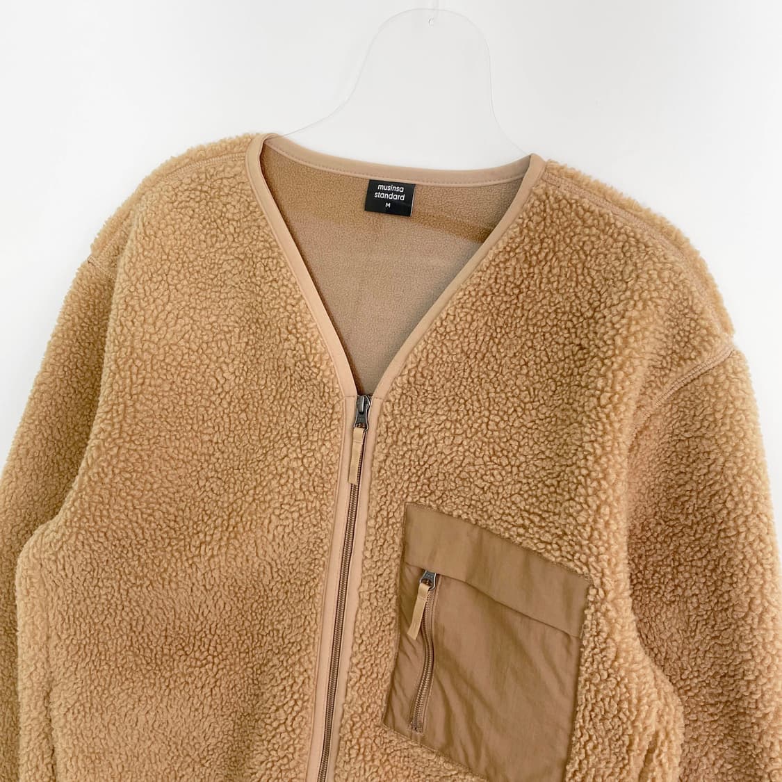 D2 무신사 스탠다드 브이넥 쉐르파 플리스 재킷 M사이즈 상품이미지2